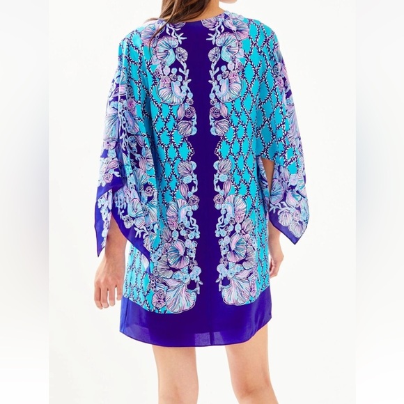 Lilly Pulitzer SHALYNN SILK CAFTAN Lapis Lazuli - Picture 6 of 9